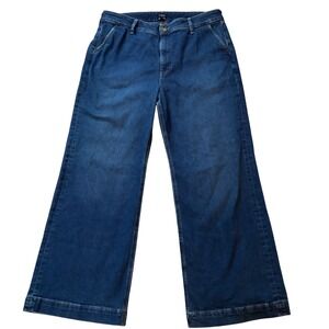 J.Crew Womens High-Rise Trouser Jean Dark Wash Wide Leg Denim Size 33
